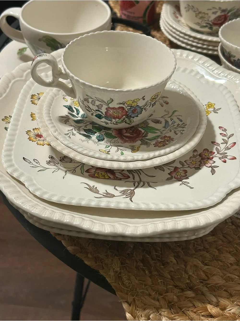 1940’s SPODE Romney. RARE makers mark. Bread and salad plate. 4 full sets avail
